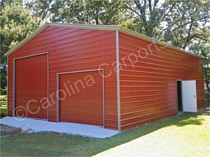 Vertical Style Roof Fully Enclosed Garage with Two Garage Doors
